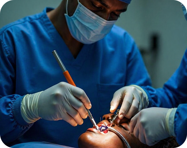 Surgeon performing procedure